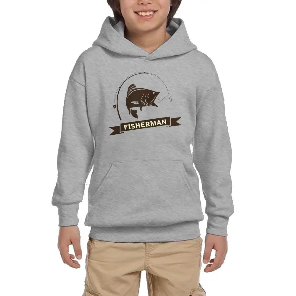 Fisherman Cartoon Girl Athletic With Pocket Hoodies Crew Neck Pullover Sweatshirts