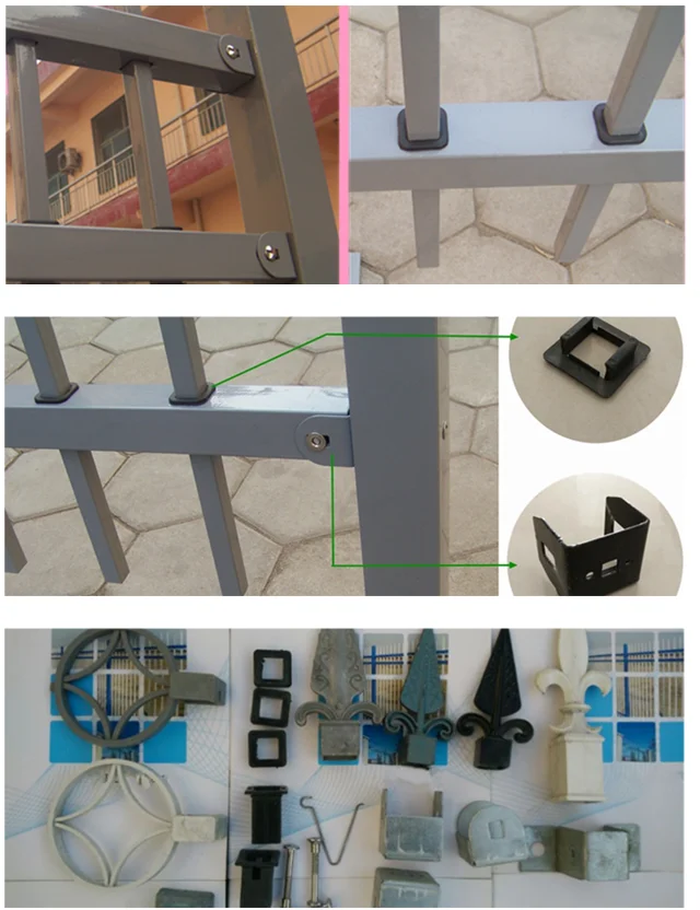 Modern Home Garden Security Fence Panels Top Wrought Iron Spear Metal Tubular Black Aluminum PVC Steel Welded Gate Powder Coated
