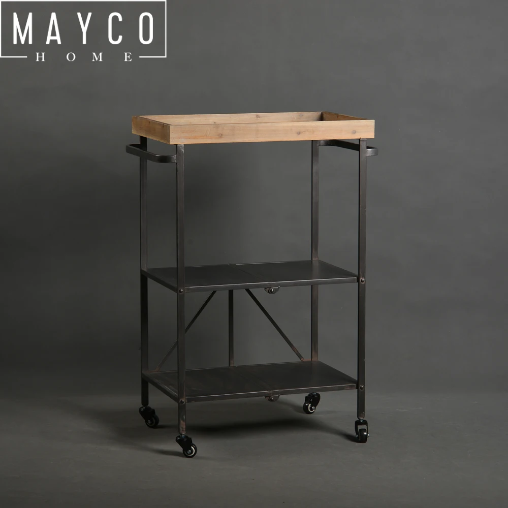 fir wood storage bar cart