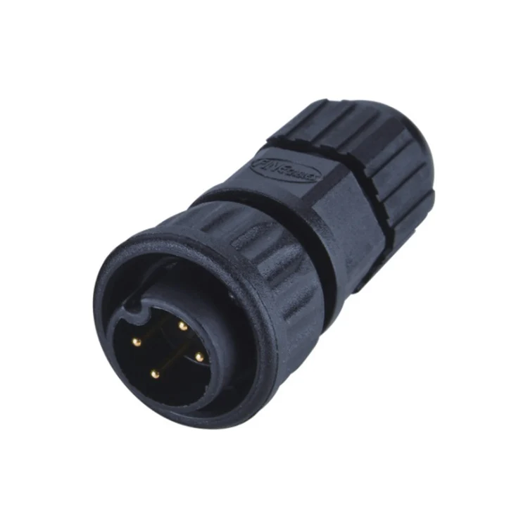 4 Pin 22awg M12 Male Quick Lock Type Straight Assemble Connector With 