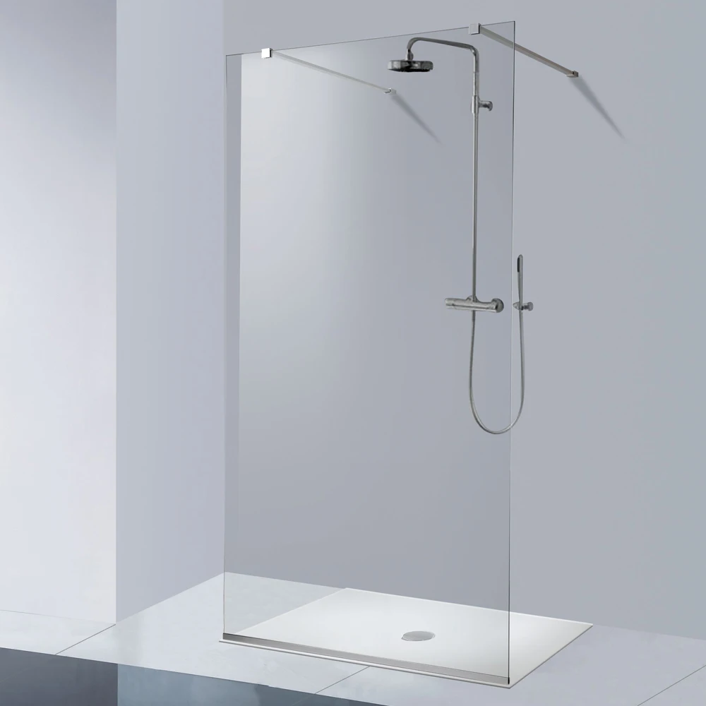 hangzhou factory walk in shower door matt black shower screen with black pattern glass