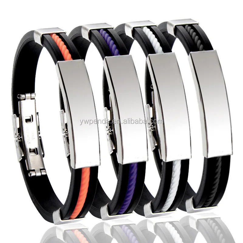 Korean Style Silica Gel Bracelet For Women Men Stainless Steel