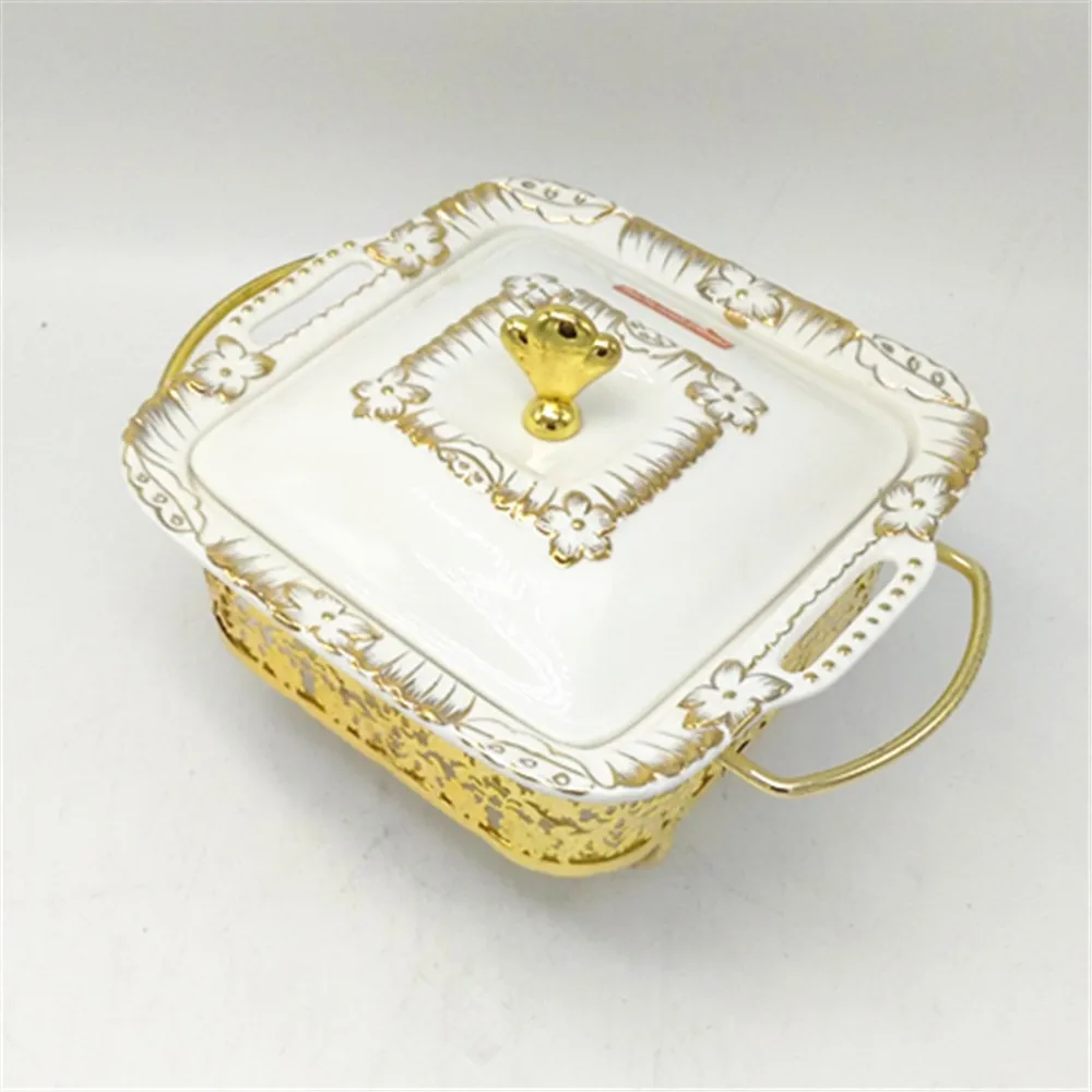 Kitchen Food Warmer Gold Luxury Rectangle Ceramic Chafing Dish Buy