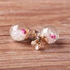 women korean rose two faces plastic ball stud earrings