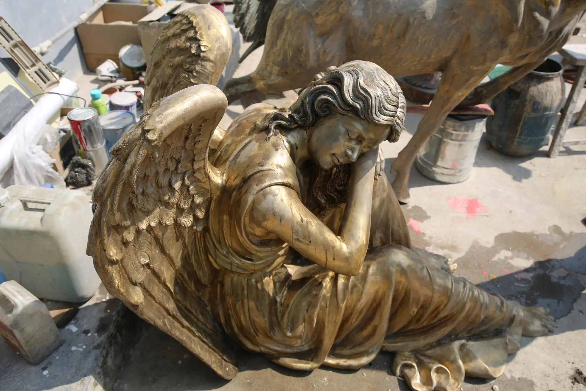 Bronze Female Angel Sculpture Ideal for Gardens and Cemeteries