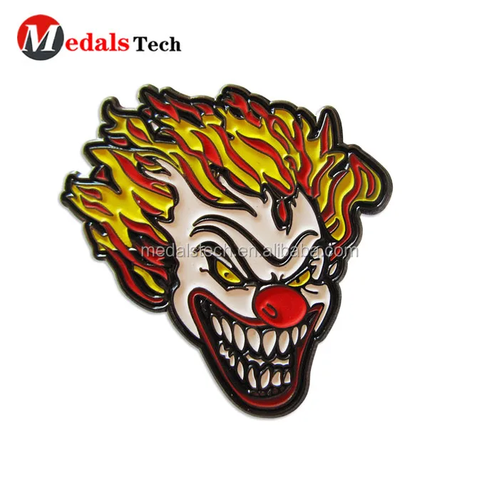 No minimum order color filled metal opera charater face change  badge for clothes personalized logo
