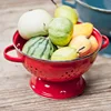 Vintage enamel metal fruit colander vegetable basket kitchen strainer with double handles
