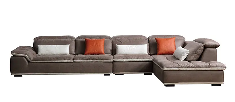 Modern brown couch set living room furniture fabric corner sofa 8136