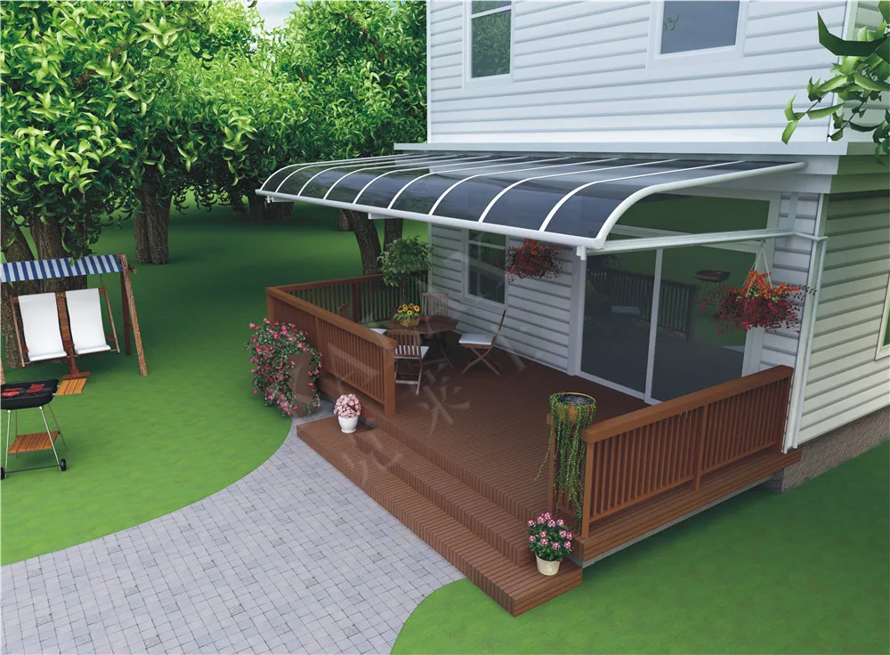 高品质的商业阳台天井遮阳篷/铝遮阳篷与聚碳酸酯