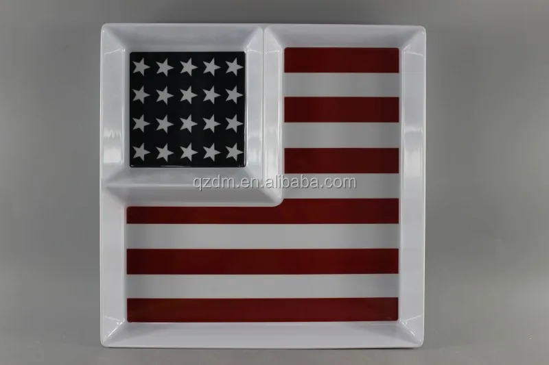 12" Melamine Chip dip plate,Double plate American market