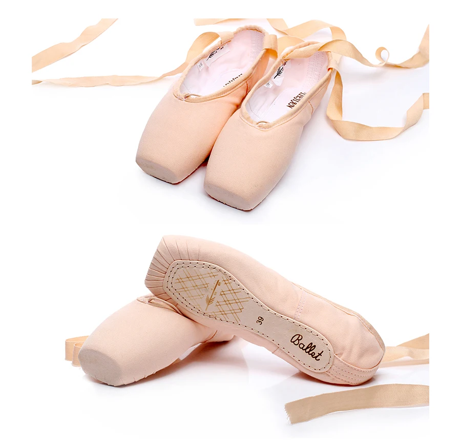  Adult Women Retro Durable Beginners Practice Ballet Shoes With Ribbons Red Black  Professional Dance Pointe Shoes For Girls