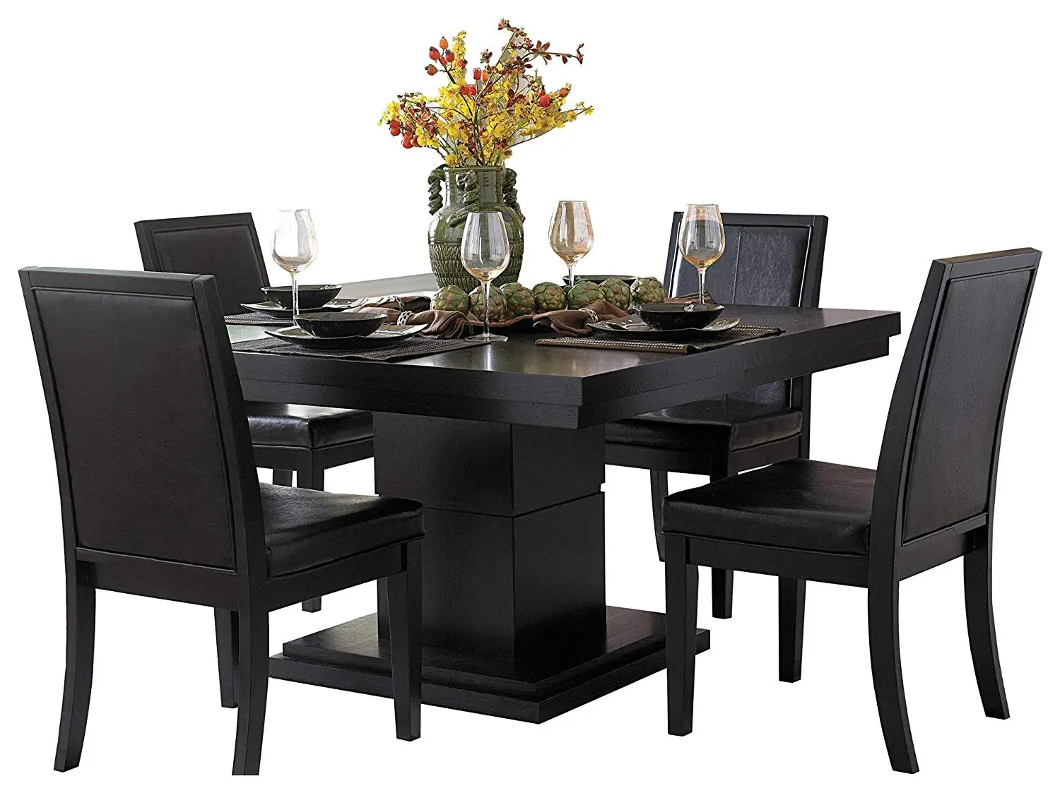 Black Square Dining Tables Find Get Quotations Cento Modern 5pc Dining Set Square Table 4 Chair In Black