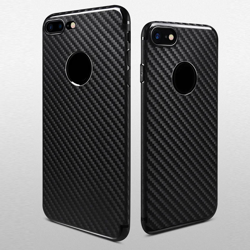 Carbon friber Soft protective full case shell for iphone 8 / 8 plus back Cover