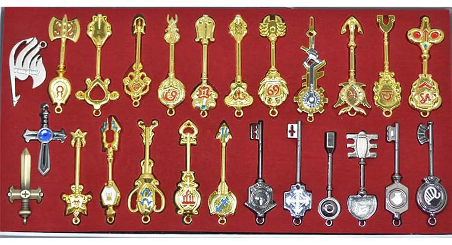 Cosplay Fairy Tail Keys New Collection Set of 25 Golden Zodiac Keys and Key...