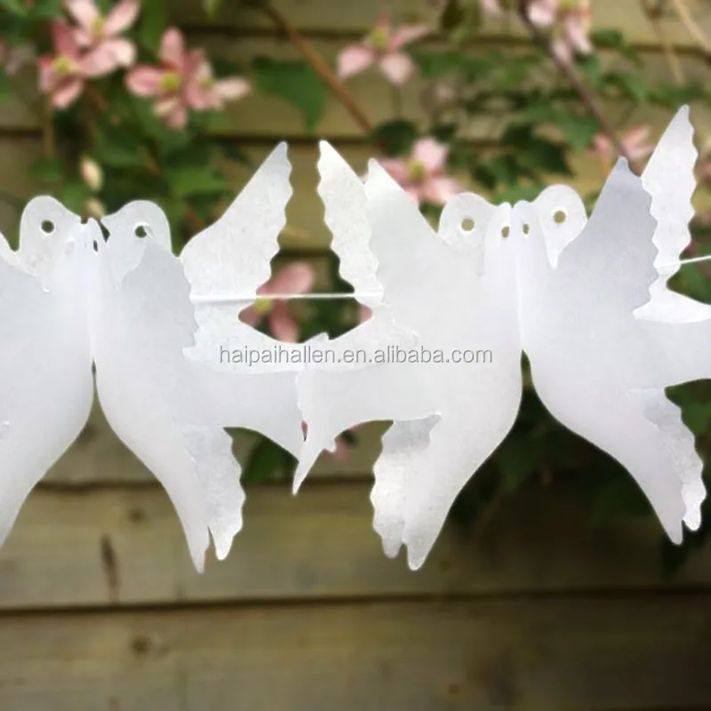 White Tissue Paper Dove Garland Wedding 