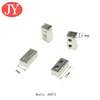 Shiny silver glossy screw on metal toggle for zipper slider drawcord for coat