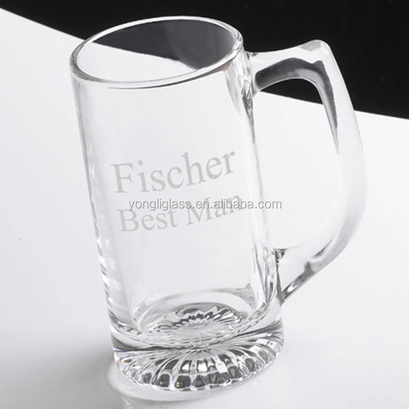 Hot selling glass beer mugs with handles, beer mug with logo for drinkware glass
