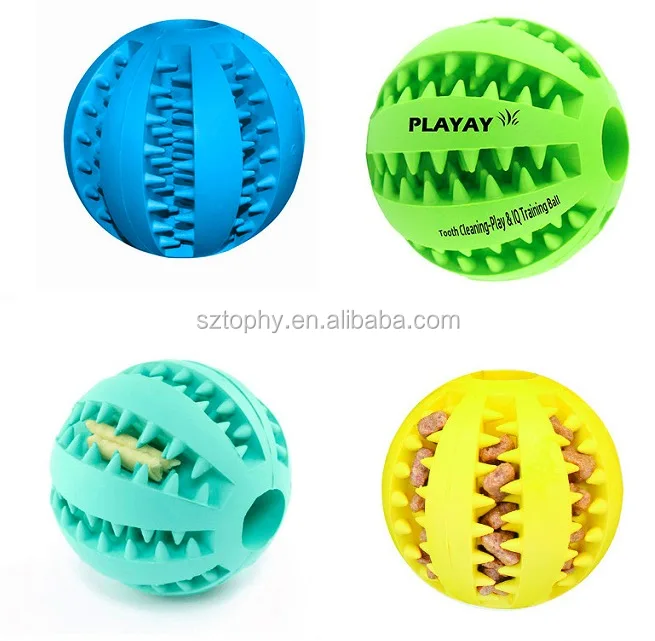 Pet Dog Treat Slow Feed Ball Interactive Rubber Toy For Small And