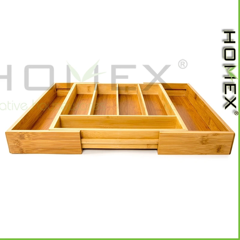 Large Silverware Organizer Expandable Bamboo Utensil Drawer