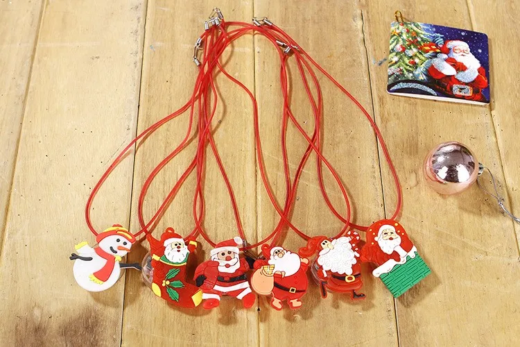 Led Light Up Glowing Christmas Necklace Flashing Santa Claus Shaped