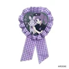 Factory Price Polyester Heart Button Badge Rosette
