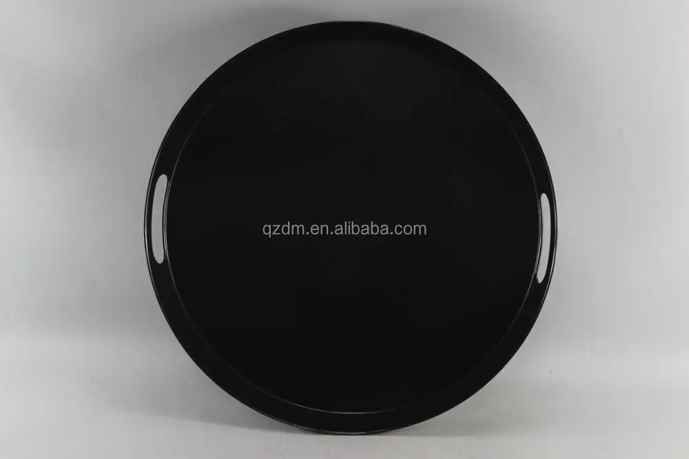 15" Melamine Round Tray , Black Round Tary