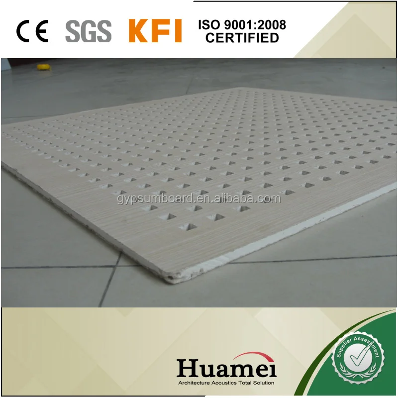Wooden Color Square Perforated Gypsum Ceiling Tiles For Thailand
