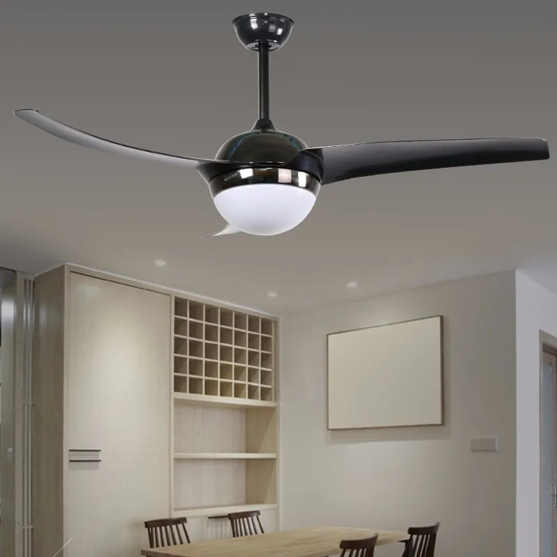 52 inch 3 blades simple black dc motor ceiling fan with lamp light