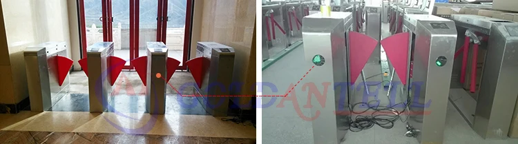 304 Stainless Steel Flap Turnstile with Brushed Motor and LED Light Color Optional for Attendance Record