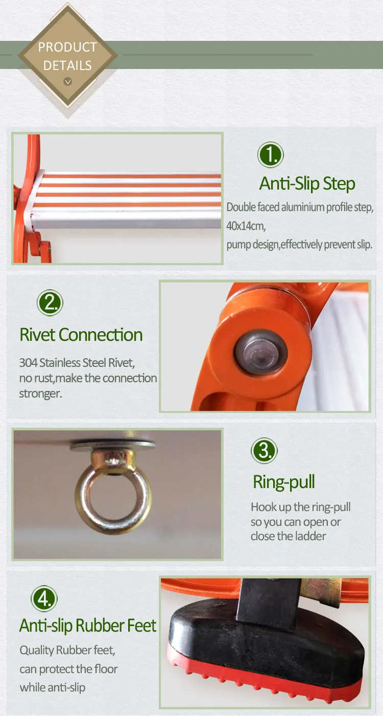 Outdoor Black Collapsible Wall Mounted Ladder