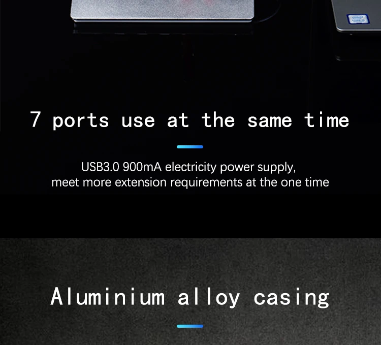 High speed charging and data transfer aluminum alloy shell 7 ports 4 port usb hub 3.0