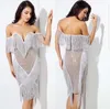 2018 Women Sexy Tassel Bandage Dresses Strapless Off Shoulder V Neck Celebrity Vestidos Party Dress