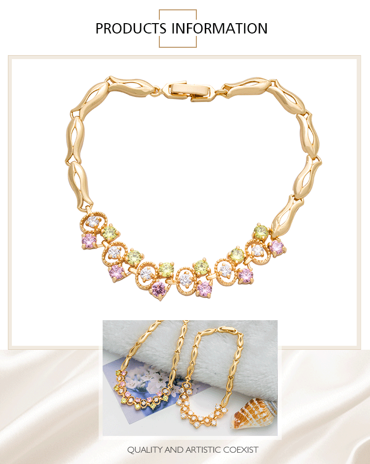 Womens Jewelry Fashion Design 24k Gold Plated Zircon Hand Bracelet