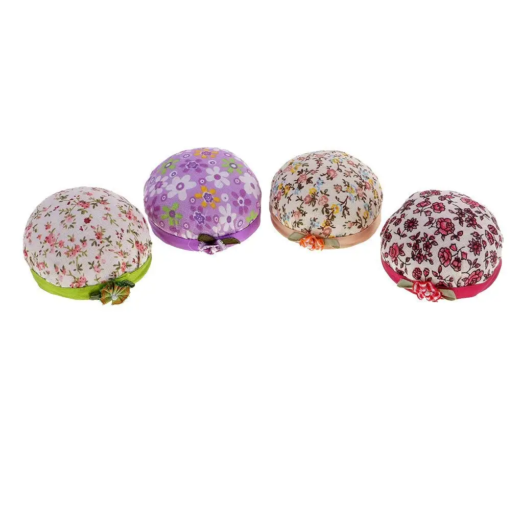 Color - Blue Round Shaped Magnetic Needle Holder Pin Cushion Storage Box Sewing Accessories