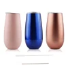 StemlessStainless Steel Wine Tumbler Champagne Flute 6 oz double wall vacuum insulted tumbler with lid