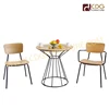 UK fashion trendy arm coffee shop chair for dining room wooden seat metal frame modern design chair for cafe restaurant