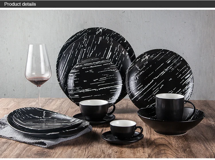 Gutes Aussehen Eco Hand Painting Geschirr Schwarz Matt Porzellan