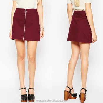 denim skirt with zipper in front