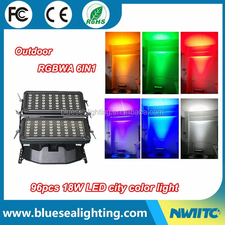 C-8 Professional DMX 96pcs 18w RGBWA AU 6-in-1 LED Stage Lights KTV City Color Beam Effect UV Red Blue White Green  Emission