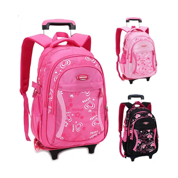 Low Moq 2017 New Design Nylon Kids Trolley School Bag With Wheels Buy