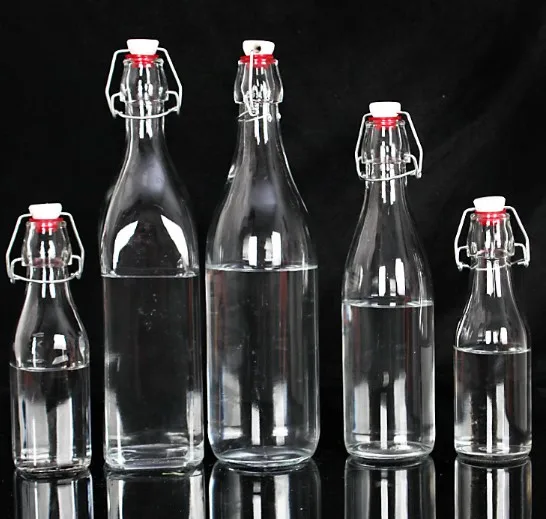 Swing Top 250ml 700ml 500ml 1000ml Clear Round Shape Glass Bottle For