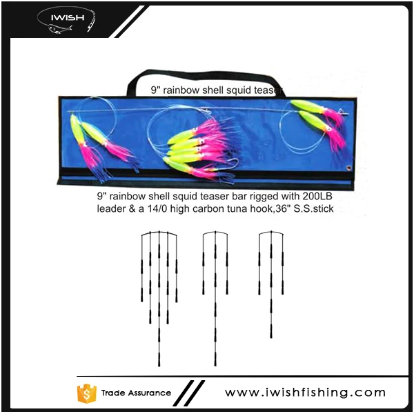 OFFSHORE TUNA MARLIN 6/" SQUID SKIRTS 36/" SPREADER BAR WITH FREE BAG