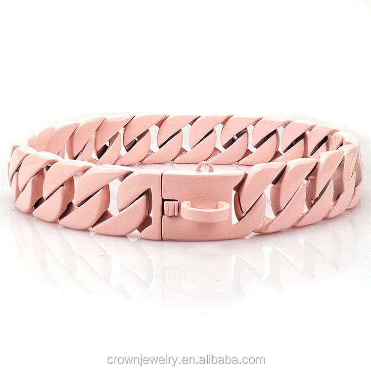 pink cuban link dog collar