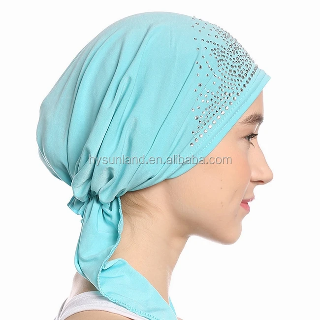 S4306 New 2019 Muslim Headband Head Wrap Caps Bandana Sequins Turban