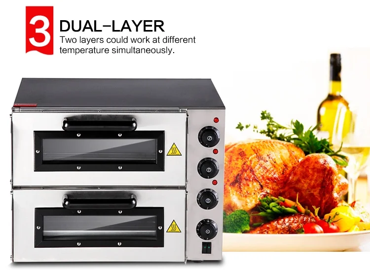 Home cooking appliance electric pizza oven,commercial kitchen equipment double deck pizza oven