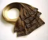 Hair Extensions - Dip Dyed Ash Brown/Platinum Blond - Complete Set for Full Head of Clip Ins - 22 Inch