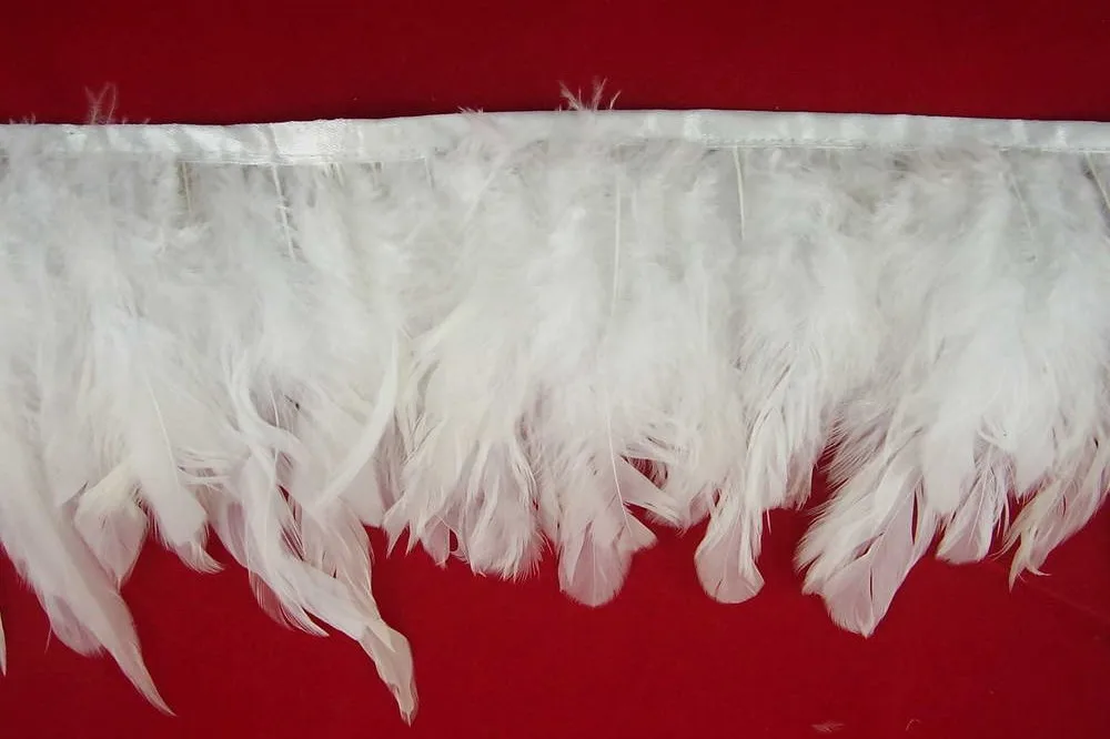 White Rooster Cock Feather Fringe Trimming - Buy Cock Feather Fringe ...