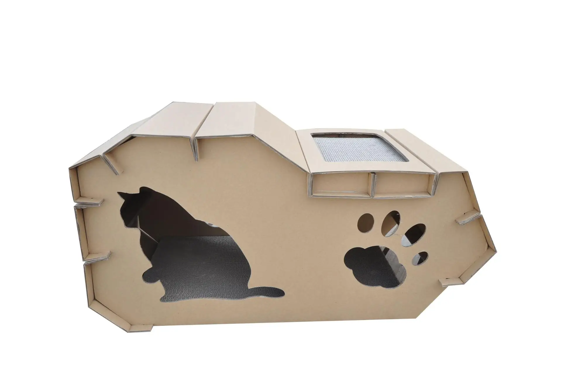 cardboard cat scratcher house