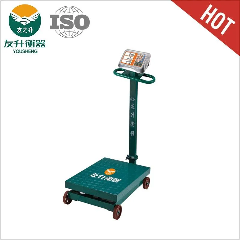 500kg Max Capacity Platform Weight Scale Heavy Duty 4 Wheels Stainless