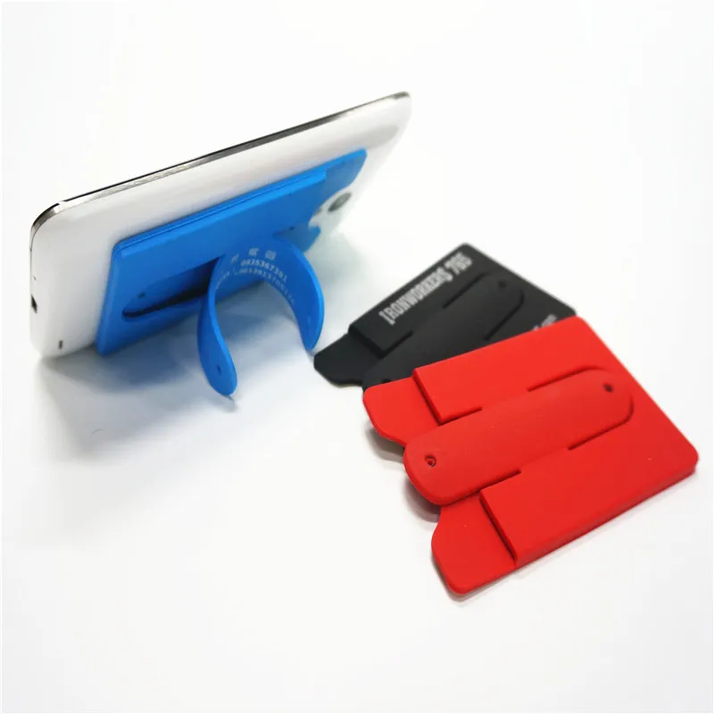 Customized Cell Phone Wallet Silicone Credit Card Holder With Adhesive